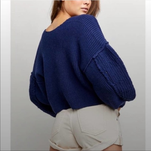 NWT Free People Sea Bright Pullover / Blue - Picture 4 of 8
